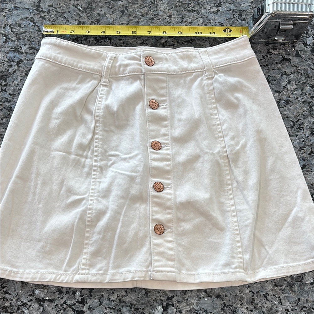 White Button-Front Skirt